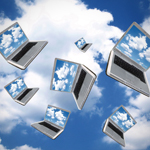 Laptops flying through the Cloud