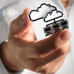DECCEOBlog2 guy holding a piece of paper with a cloud and servers on it.