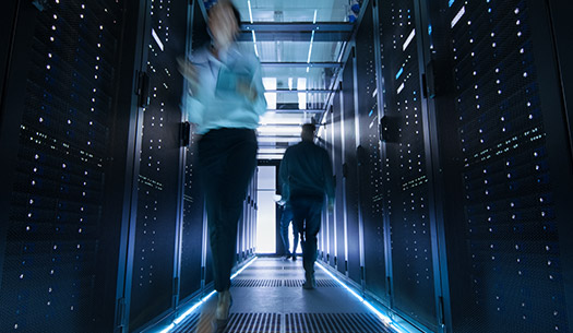 Employees in a data center