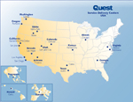 Map of Quest's global network of Service Delivery Centers