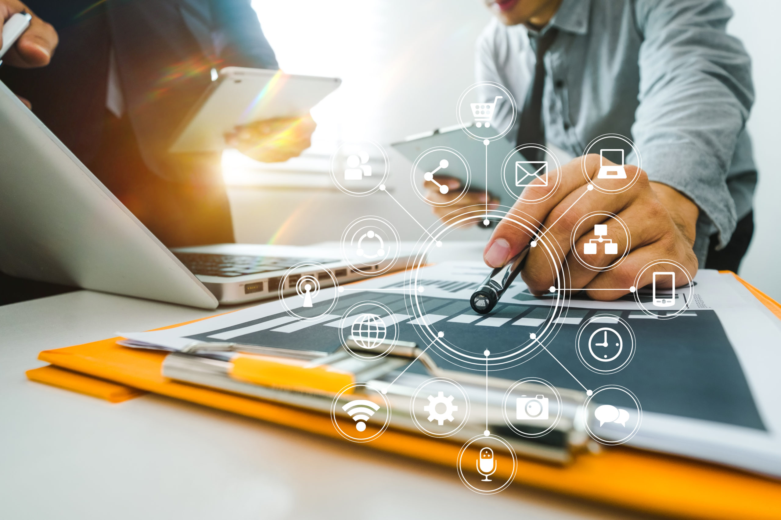Tabletop exercises led by a risk management professional can help your team prepare for any potential cybersecurity incident or natural disaster. Photo-illustration of a team focusing on various risk scenarios.