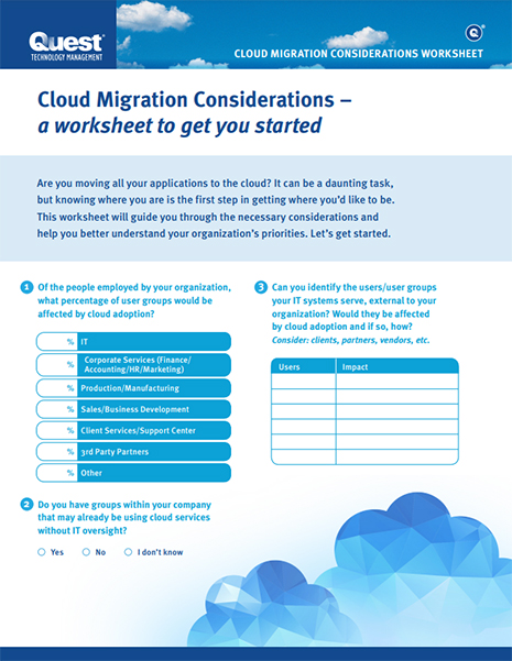 Cloud Migration Considerations Worksheet